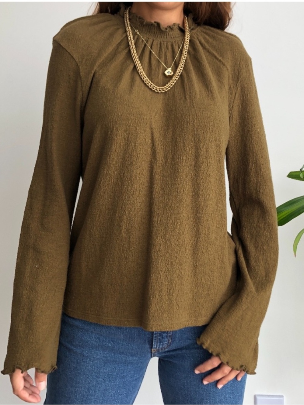 MADEWELL Texture Thread Ruffle Mockneck Long Sleeve - Picture 2 of 6